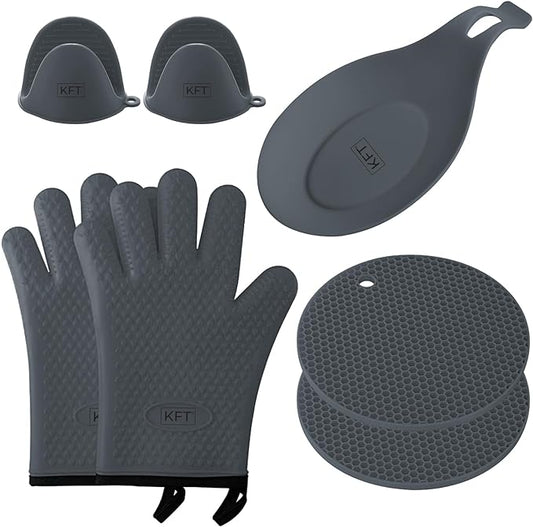 KFT oven mitts and pot holder set Gray