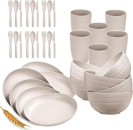 Lightweight & Unbreakable Dinnerware Set Beige