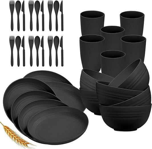 Lightweight & Unbreakable Dinnerware Set Black