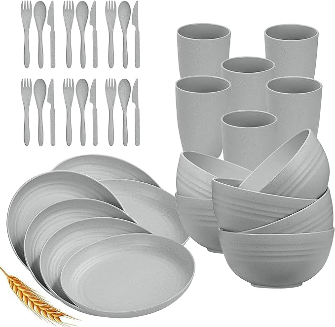 Lightweight & Unbreakable Dinnerware Set Gray