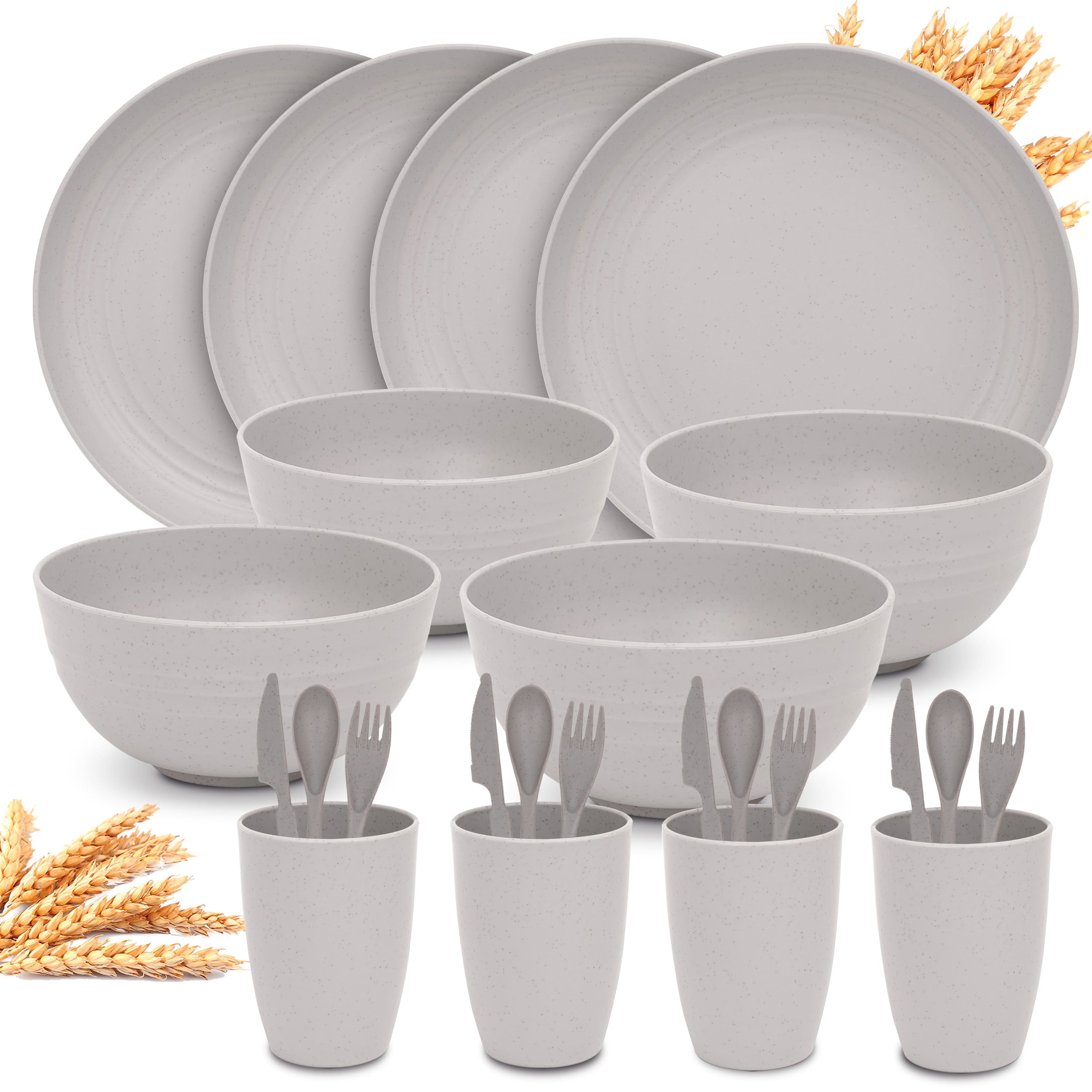 Lightweight & Unbreakable Dinnerware Set Gray