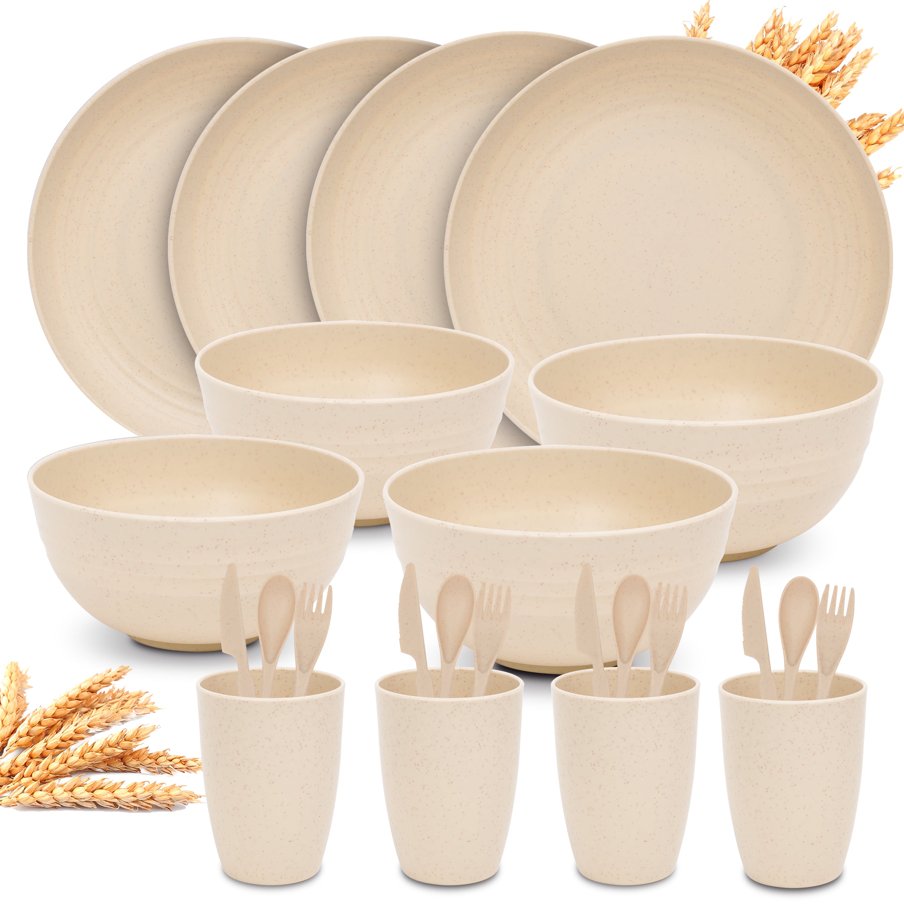 Lightweight & Unbreakable Dinnerware Set Beige