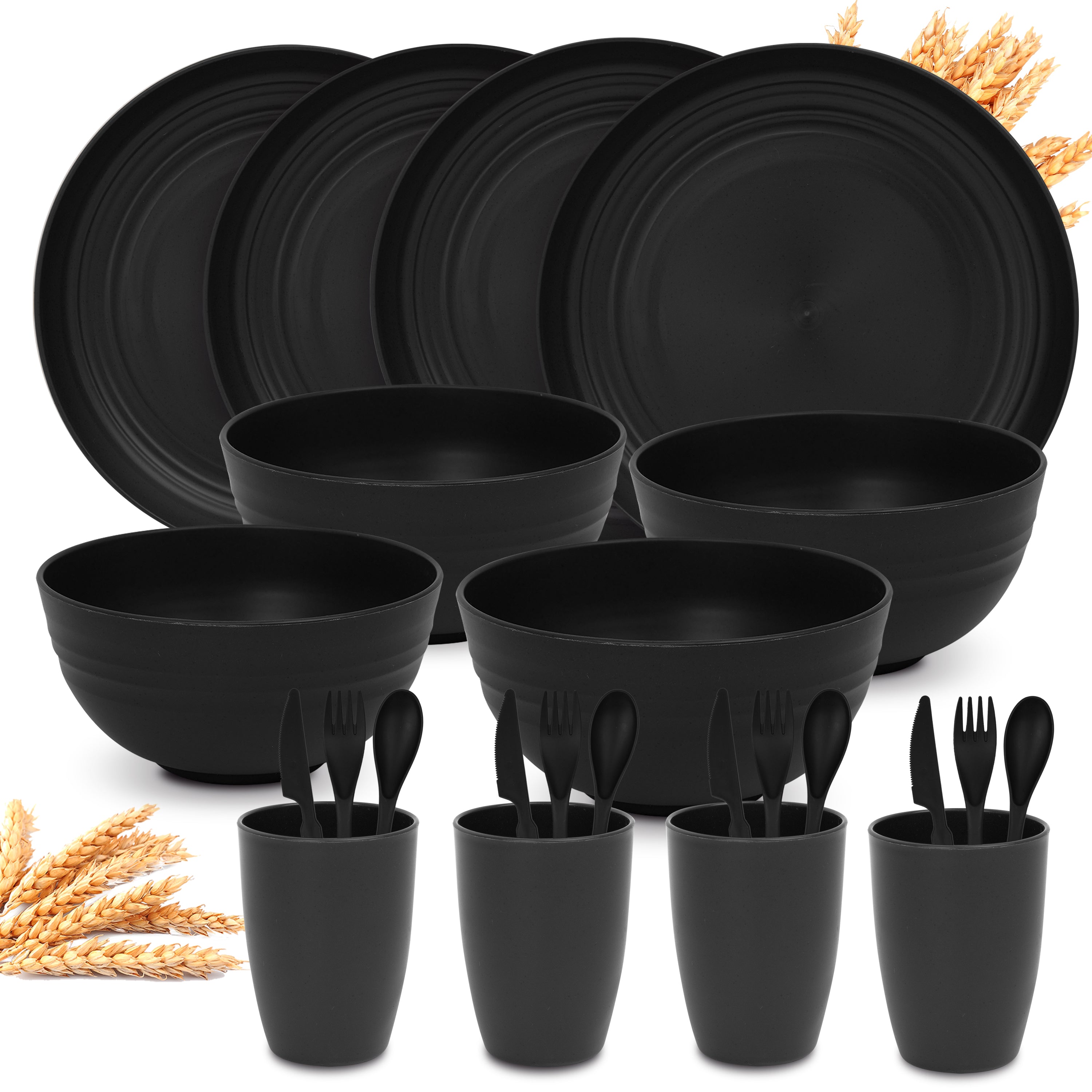 Lightweight & Unbreakable Dinnerware Set Black