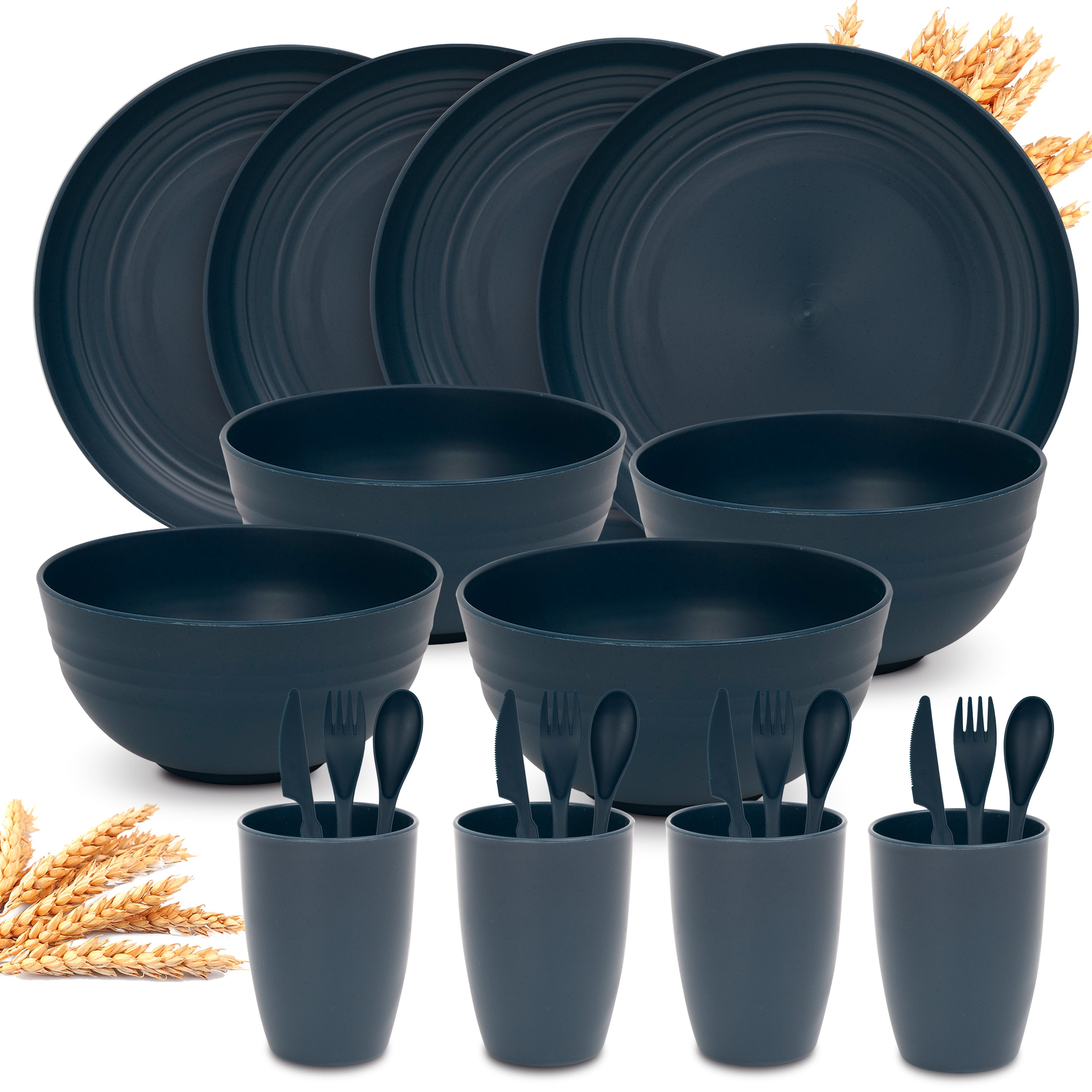 Lightweight & Unbreakable Dinnerware Set Dark Blue