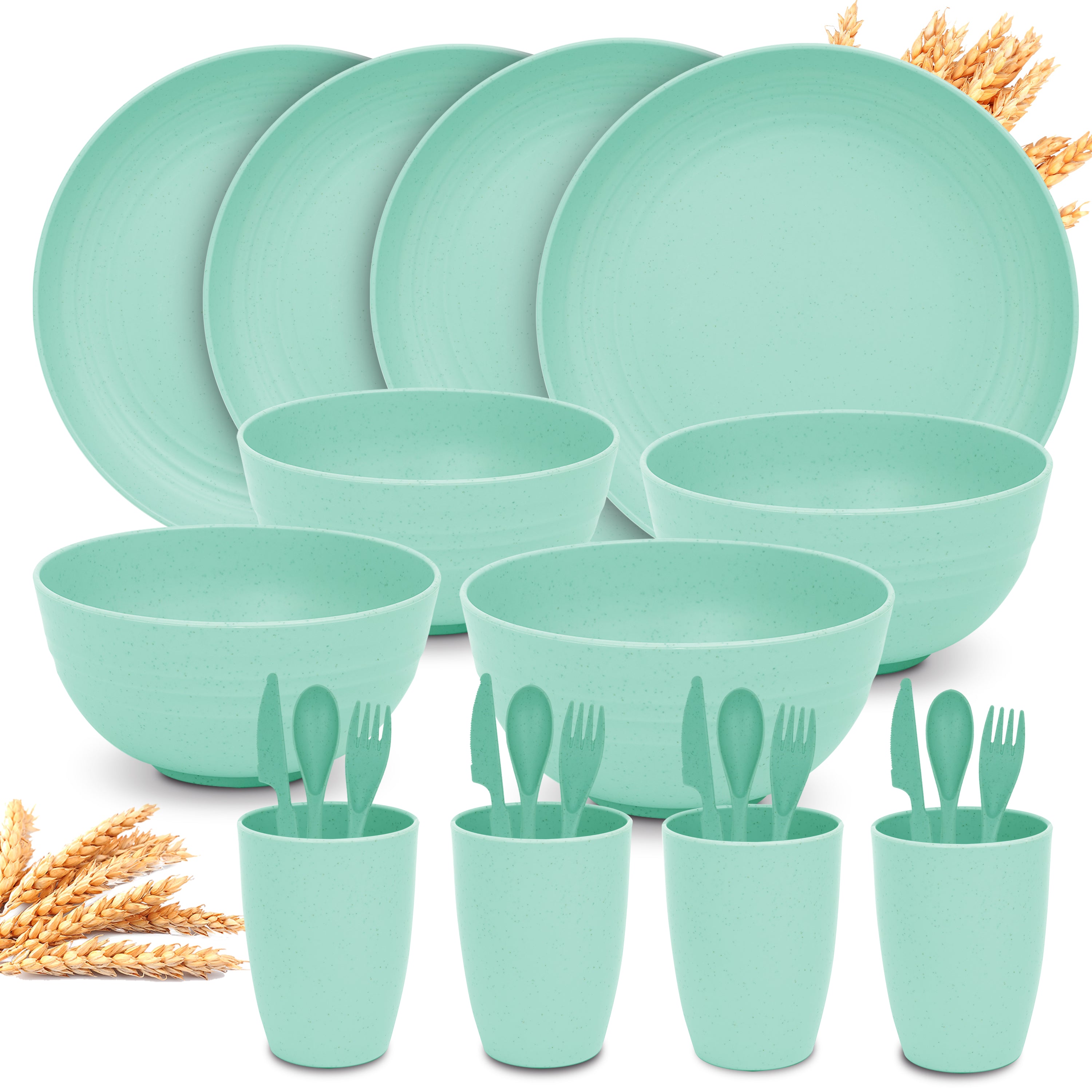 Lightweight & Unbreakable Dinnerware Set Green