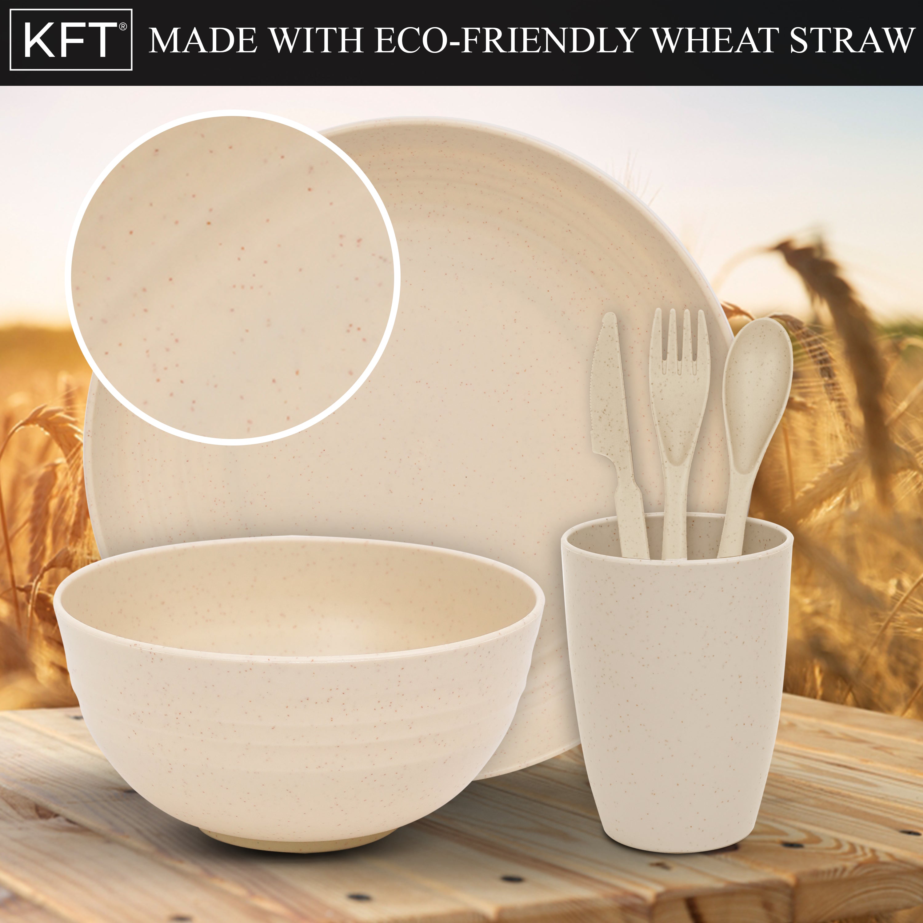 Lightweight & Unbreakable Dinnerware Set Beige