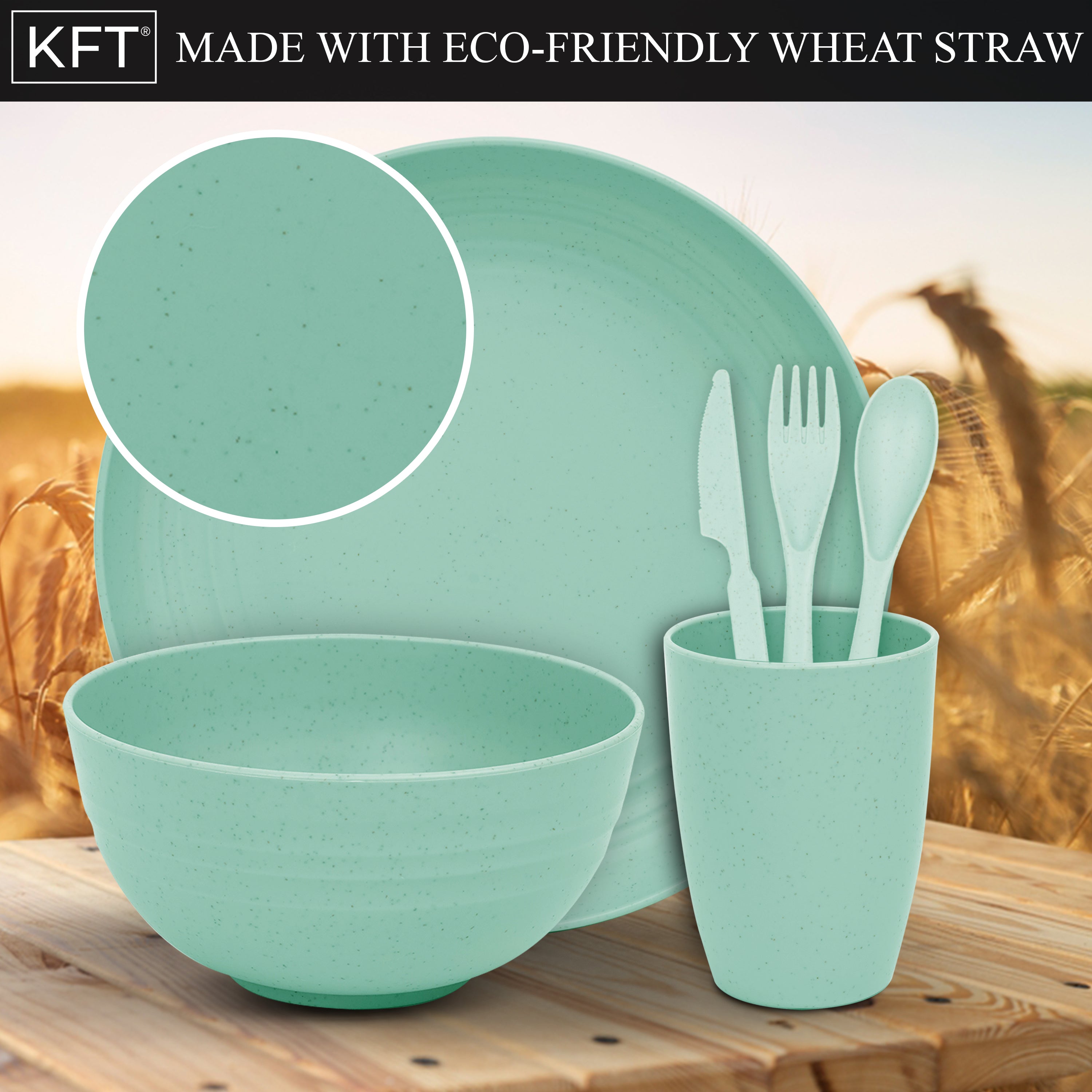 Lightweight & Unbreakable Dinnerware Set Green