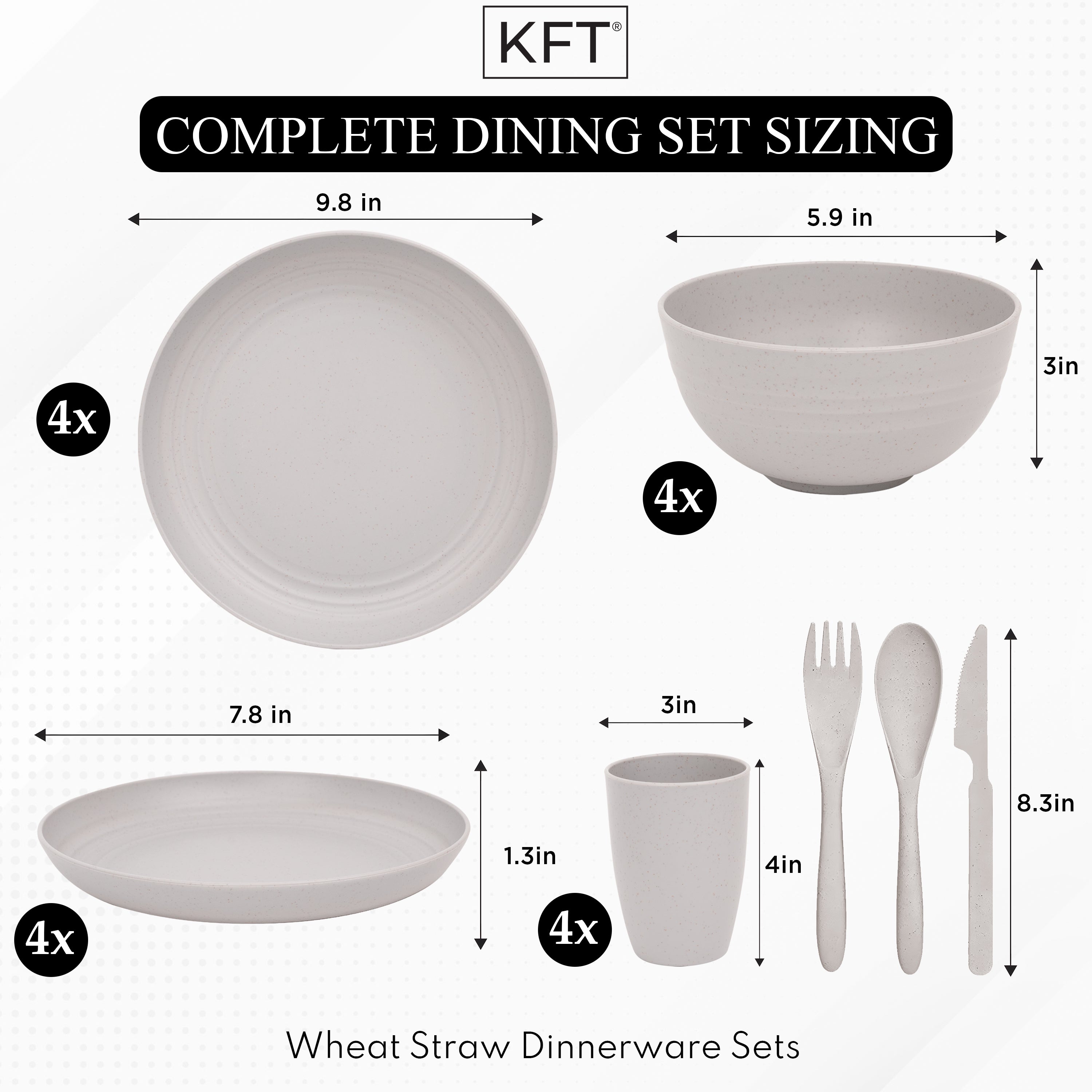 Lightweight & Unbreakable Dinnerware Set Gray