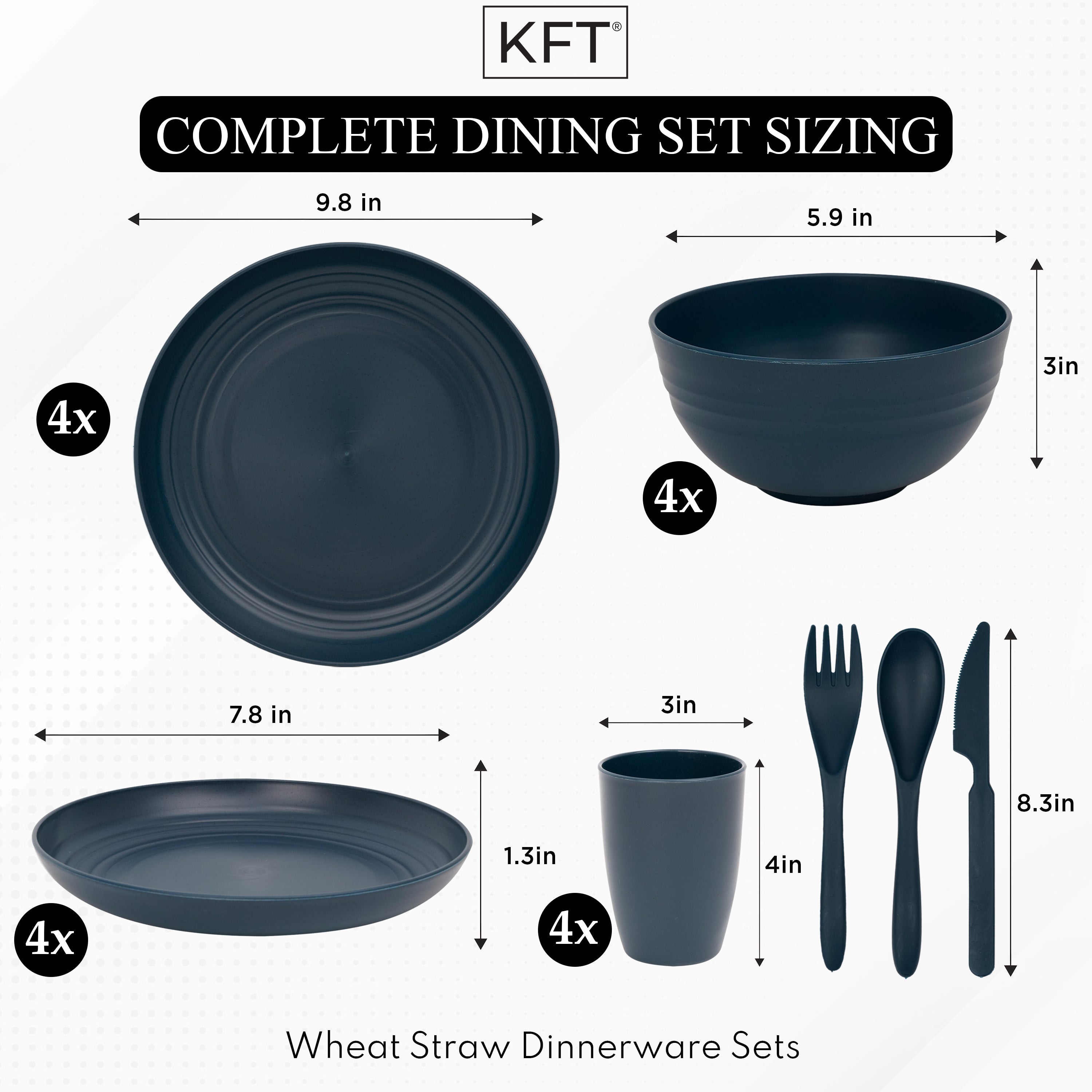 Lightweight & Unbreakable Dinnerware Set Dark Blue