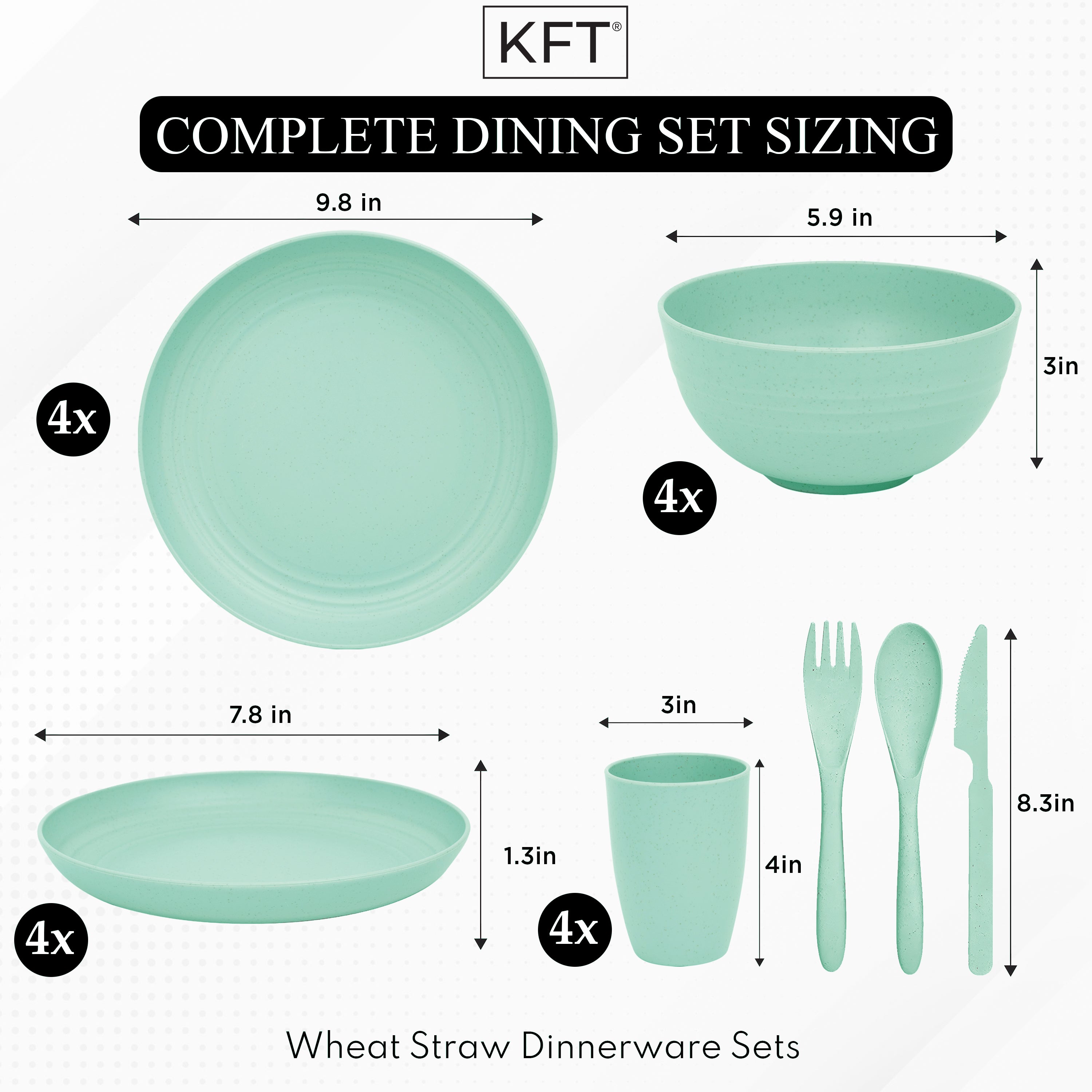 Lightweight & Unbreakable Dinnerware Set Green